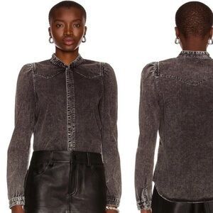 Mother Denim black puff shoulder shirt - sz. L